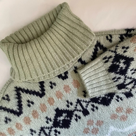 Anthropologie Fair Isle Turtleneck Winter Cozy Tunic Sweater Size Small - Picture 1 of 11